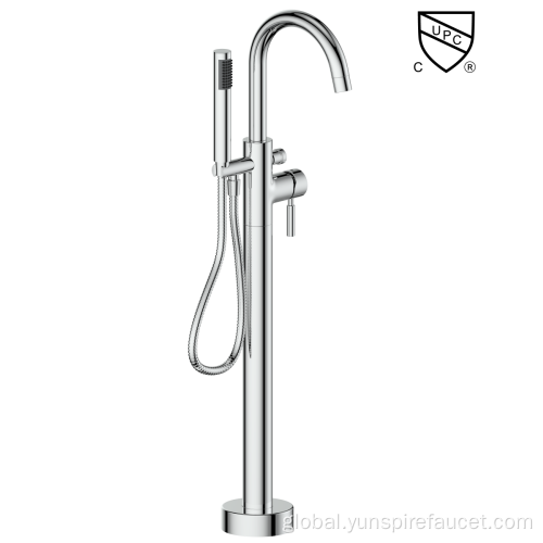 Brass Bathtub Faucet Rounded Free Standing Tub Filler with Shower Set Manufactory